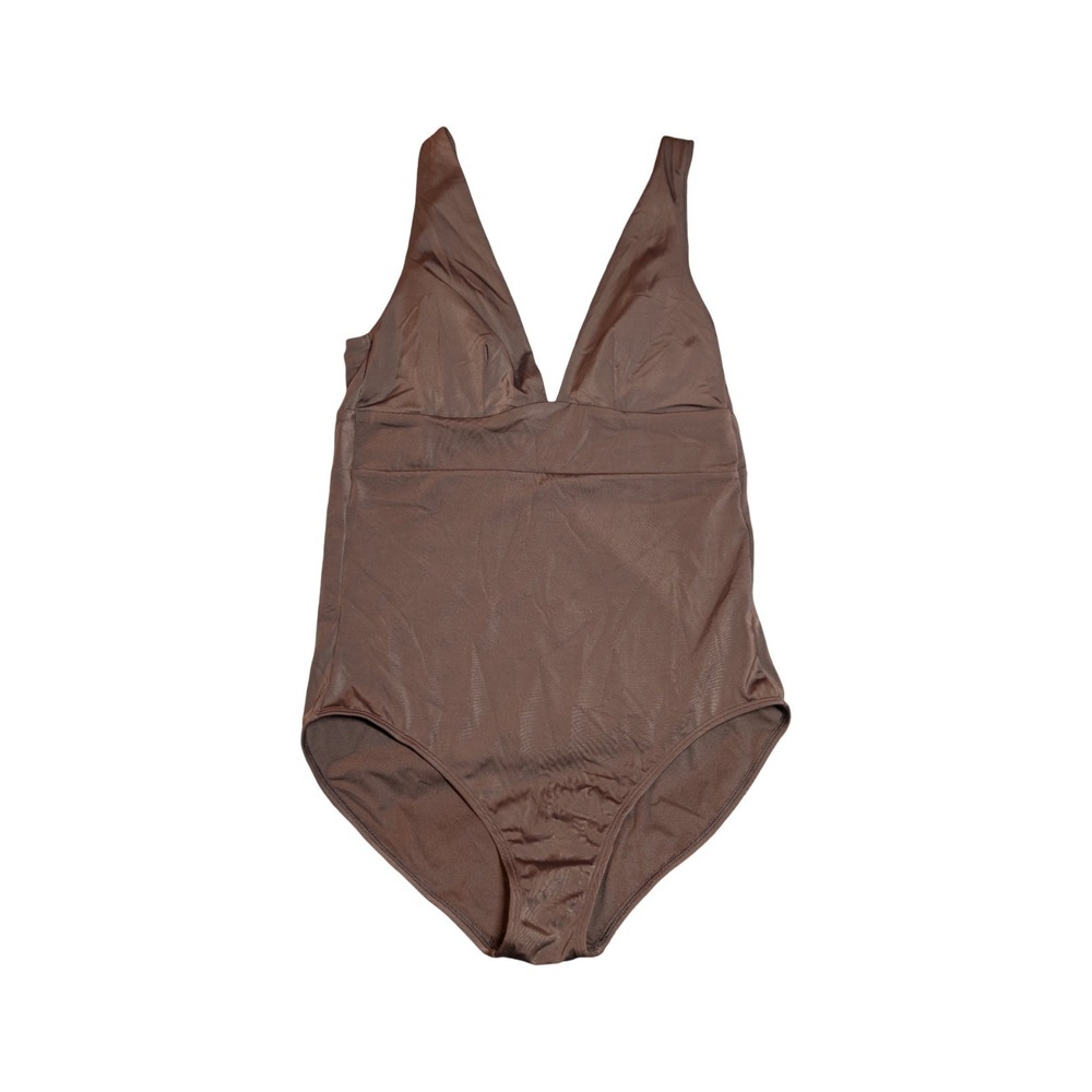⭐D5 Plunge V-Neck Full Coverage One Piece Swimsuit Shade & Shore Brown Large‎